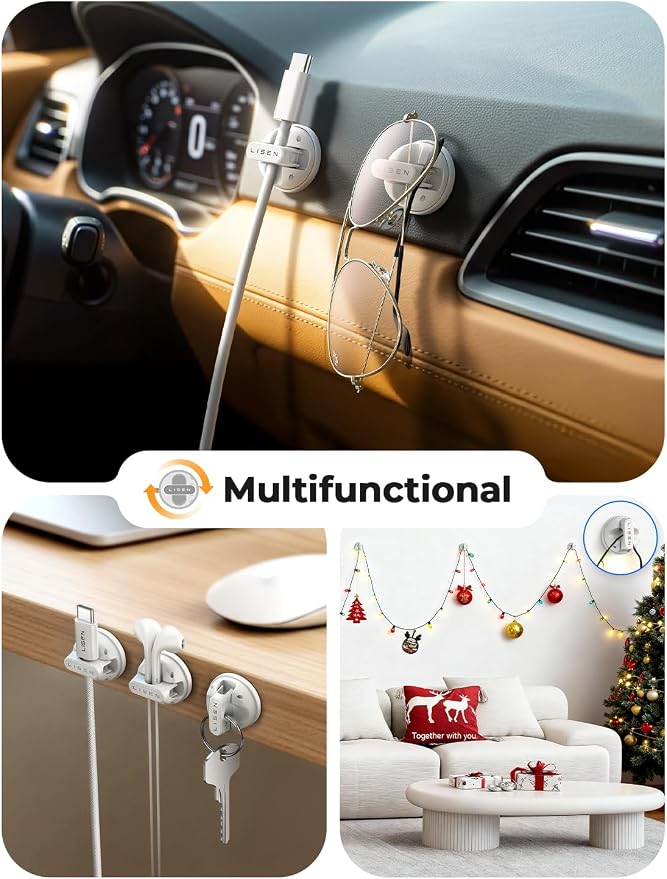 12-Pack Rotatable Cord Holder for Nightstand, LISEN 360°Rotating Magnetic Clips - Image 5