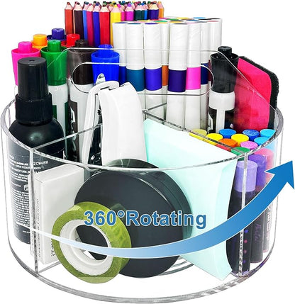 Acrylic Rotating Pen Holder for Desk, 360 Degree Clear Pencil Holder Crayon by Unknown
