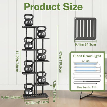 iDavosic.ly Plant Stand with Grow Light Indoor Outdoor, 6-Tier Tall Metal - Image 3