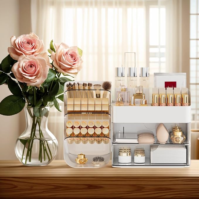 Makeup Organizer with 2 M Drawers & Brush Holders - Image 7