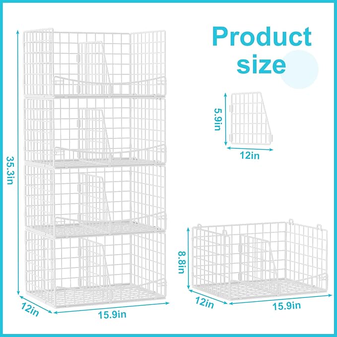 4-Tier Stackable Closet Organizers and Storage Basket - Image 5