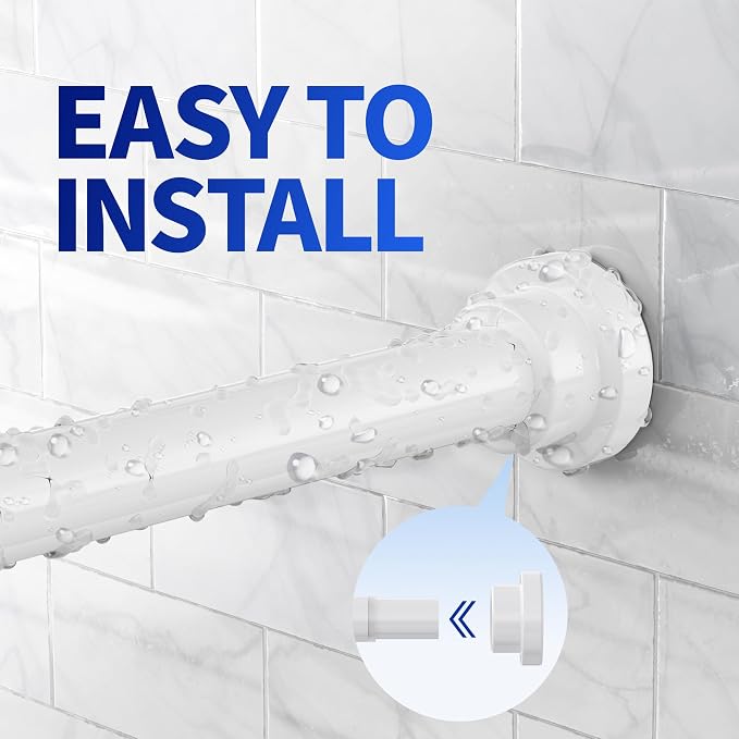 Mcrbeay Shower Curtain Rod, Non Slip Adjustable 28-46 inch No Drilling Shower - Image 4