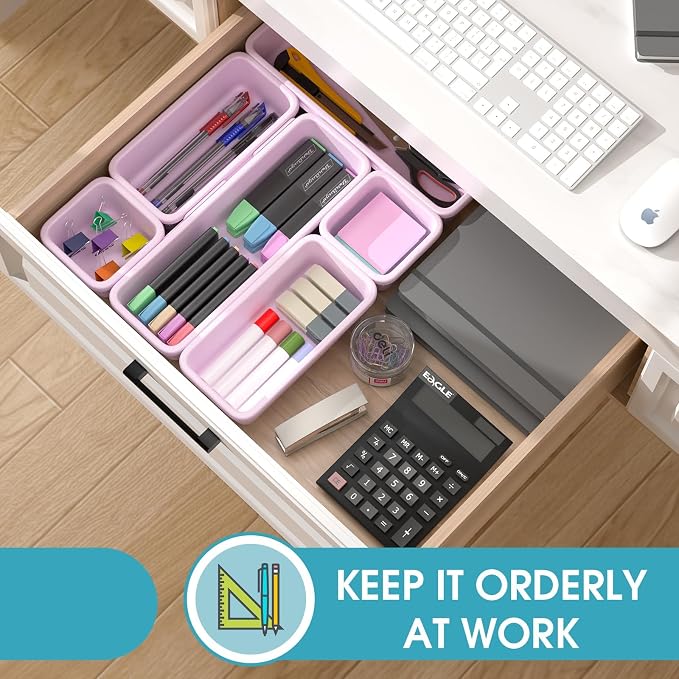 6 PCS Drawer Organizer Set, 3 Size Makeup Drawer Divider Organizer - Image 4