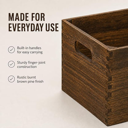 5 Pack Wooden Crates for Display Nesting Wood Crate for Storage - Image 5