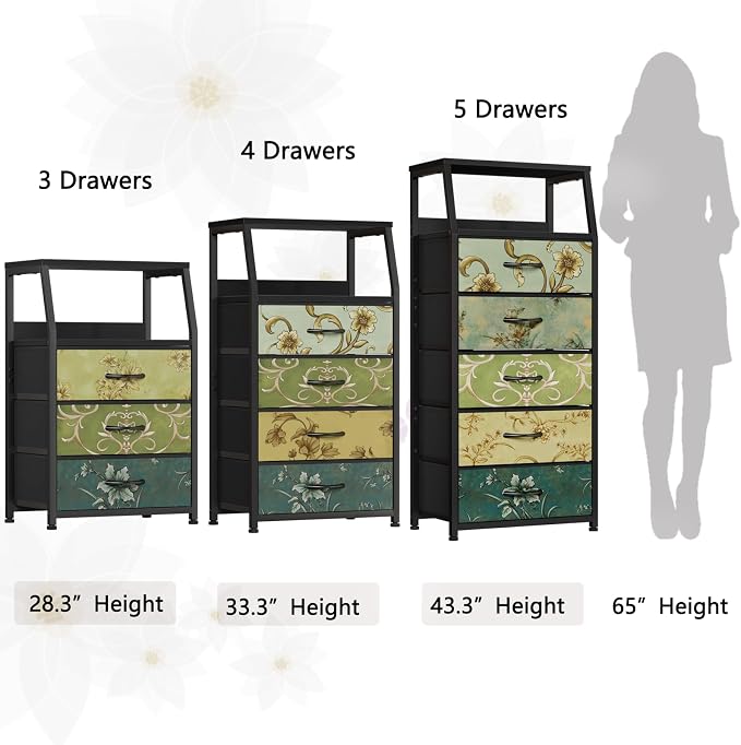 Furnulem Retro Small Dresser for Bedroom, Tall Nightstand - Image 7