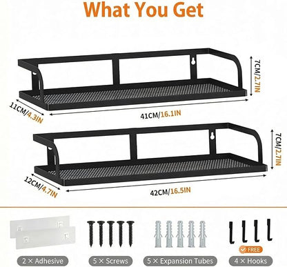 PUSDON 2-Pack 16.5" Extra Long Slim Hollowout Shower Caddy, Wall Mount Spice - Image 3
