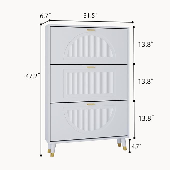 White Shoe Cabinet Storage for Entryway: Modern Hidden Shoe Storage Cabinet - Image 2