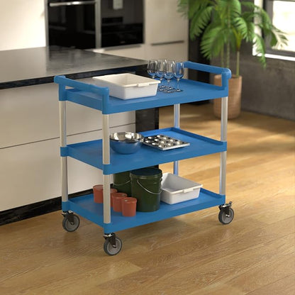 Blue Utility/Bussing Cart with Three Shelves - Image 2