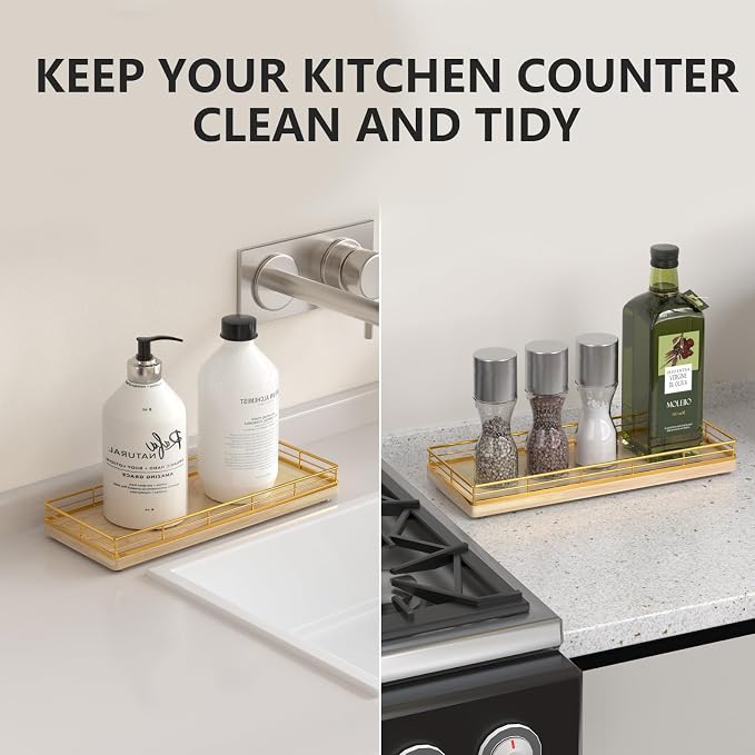 Bathroom Tray for Counter Top Organizer – Oak Wood Vanity Tray - Image 4
