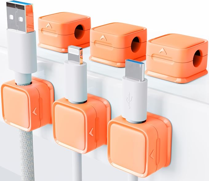 Magnetic Cord Organizer Holder, 6 Pack Desk Cable Clips Management, Hide Phone by smofish