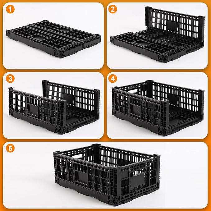 Collapsible Storage Bin Container，52 Liter Transfer heavy duty plastic storage - Image 4