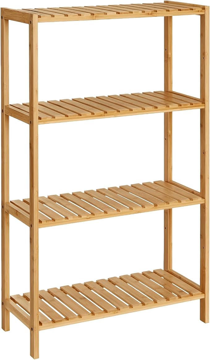 SONGMICS Bamboo Storage Shelf, 4-Tier Shelving Unit, in The Entryway, Living by Unknown