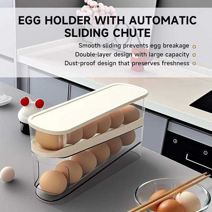 Rolling Egg Holder for Fridge, Egg Dispenser for Refrigerator, Automatic - Image 4