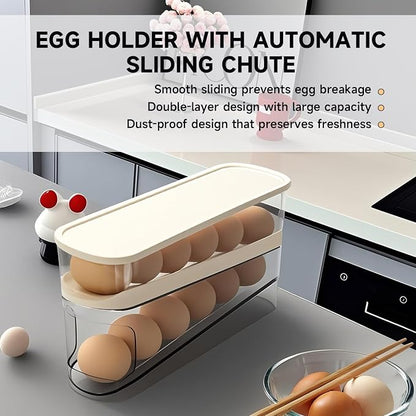 Rolling Egg Holder for Fridge, Egg Dispenser for Refrigerator, Automatic - Image 4