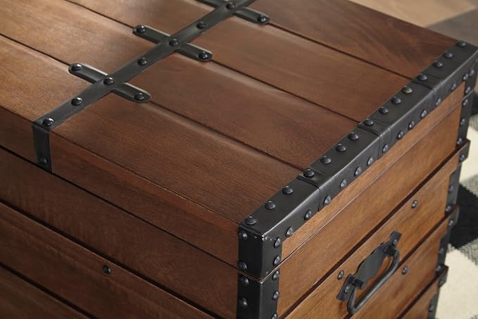 Signature Design by Ashley Kettleby Vintage Wood Storage Trunk or Coffee Table - Image 10