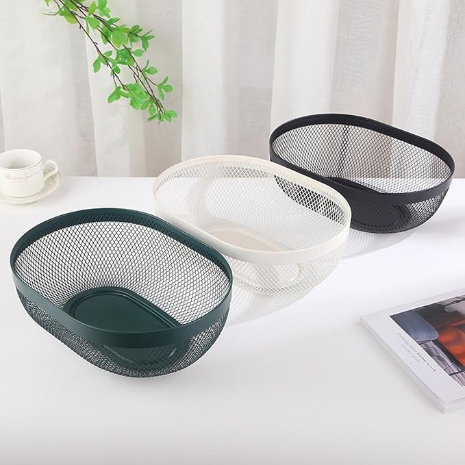 AJIODA Metal Mesh Steel Basket, Oval Metal Wire Storage Organizer Baskets Multi - Image 4
