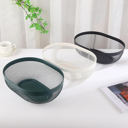AJIODA Metal Mesh Steel Basket, Oval Metal Wire Storage Organizer Baskets Multi - Image 4
