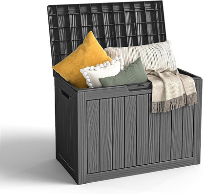 Vixzen 45 Gallon Waterproof Large Deck Box, Lockable Resin Outdoor Storage Box by Vixzen