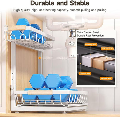Sevenblue 2-Pack 2-Tier Height Adjustable Under Sink Organizer & Storage | - Image 5