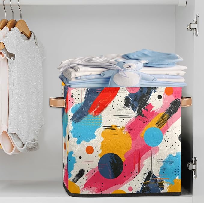 TropicalLife 13x13x13 Inch Large Fabric Storage Cube Abstract Art Painting - Image 2