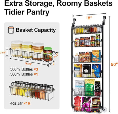 Delamu Over the Door Pantry Organizer, 6-Tier Metal Pantry Door Organization - Image 3