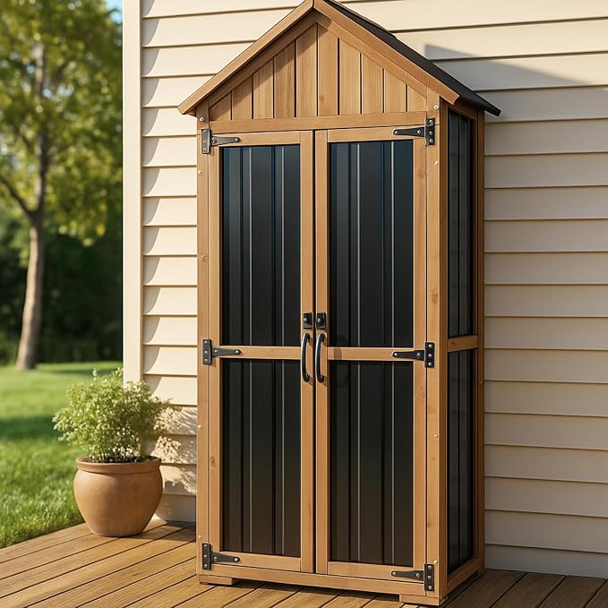 Ketive Outdoor Storage Cabinet, Wood & Metal Storage Shed by Ketive