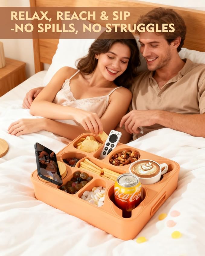 Couch Cup Holder Tray Dual Cup Silicone Organizer – Waterproof Anti-Slip Snack - Image 7