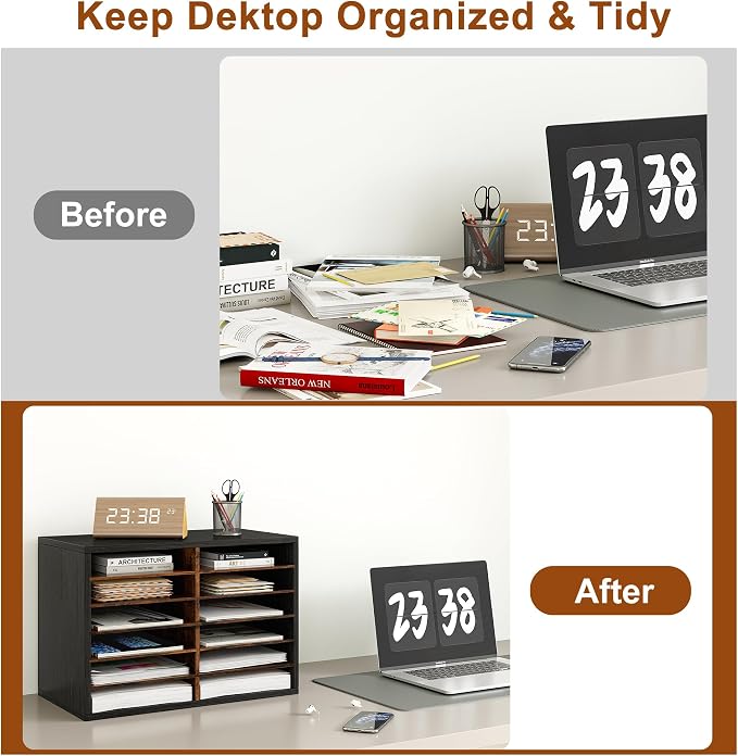 Literature Organizer 12 Slots Wooden Mailboxes - Image 7