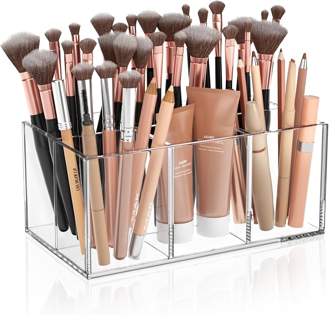 HIIMIEI Clear Makeup Brush Holder Organizer Acrylic 6-Slots Cosmetic Brushes by HIIMIEI