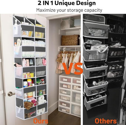 2 Pack Over the Door Organizer 5 Tiers, Extra Large Behind Door Storage of 10 - Image 3
