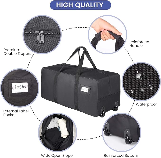 Heavy Duty Moving Bags with Wheels, Waterproof, College Dorm Moving Bags - Image 5