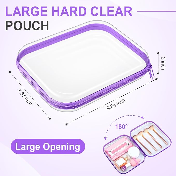 Sanwuta 6 Pcs Clear Hard Zipper Case Pencil Pouches Hard Plastic Zipper Pouches - Image 2