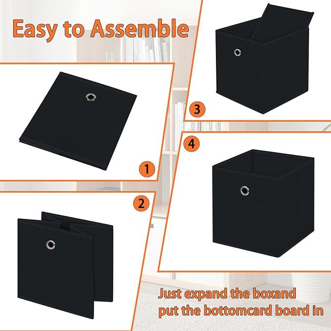 Foldable Storage Cubes Bins, 11 Inch Cloth Storage Cube Fabric Storage Box - Image 6