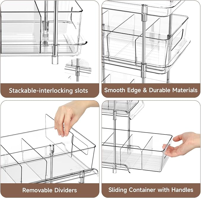 2Set 3 Tier Clear Bathroom Organizer - Image 2