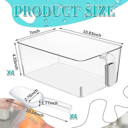 Havawish 4 Pack Clear Ice Bins for Freezer Plastic Ice Bucket - Image 2