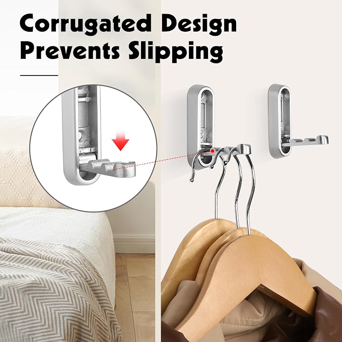 Foldable Wall Hook, 4 Pack, Screw Mounted, Heavy Duty Coat Hooks | 90° Foldable - Image 2