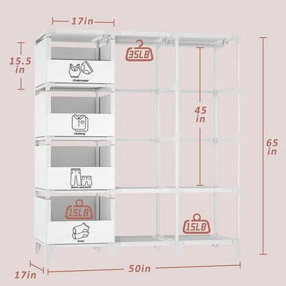 Portable Closet, Easy Assembly, Large Capacity Wardrobe Closet | Sturdy and - Image 7