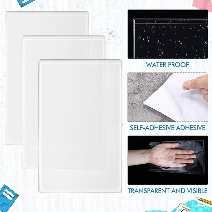Outus 30 Pcs Self Adhesive Shop Ticket Holders Clear Plastic Sleeves Adhesive - Image 3
