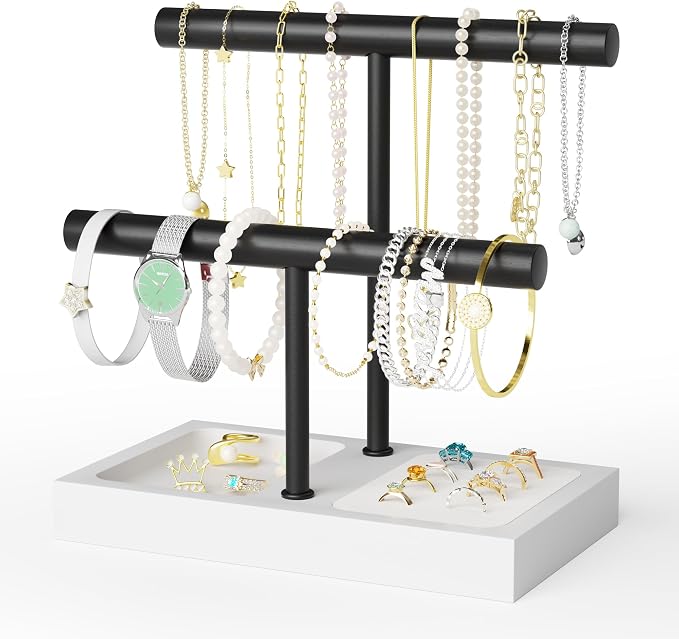 SZQINJI Bracelet Holder Organizer Jewelry Display Stand, Solid Wood Base by SZQINJI