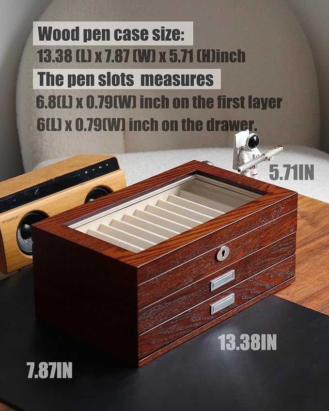 wood pen display case 36 slot Fountain pen Box storage Organizer - Image 4
