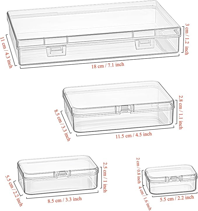 24 Pieces Mixed Sizes Rectangular Empty Mini Clear Plastic Organizer Box | - Image 2