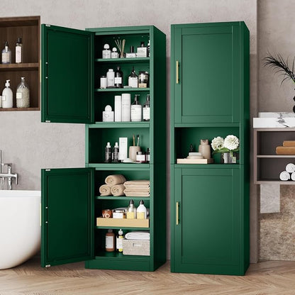 Tall Metal Narrow Bathroom Storage Cabinet 67" H, Tall Green Pantry Cabinets by BAOLIWO