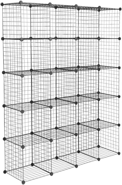 Cube Storage Organizer, Wire Cube Storage, 20-Cube Metal Grid Storage Shelf - Image 5