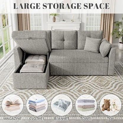Huatean Home Sleeper Sofa Couch, 2 in 1 Sectional Sleeper Couch Bed - Image 4