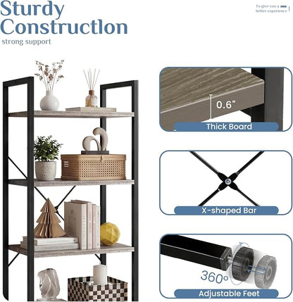 DUMOS 4 Tiers Open Bookshelf, Classic Freestanding Tall Display Shelf, Sturdy - Image 5