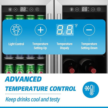 24 Inch Wine and Beverage Refrigerator, Dual Zone Wine Cooler - Image 7