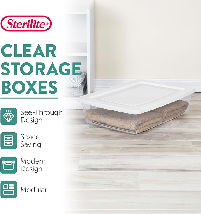 Sterilite Storage Box, Stackable Plastic Container Home Organizer, 28 Qt - Image 3