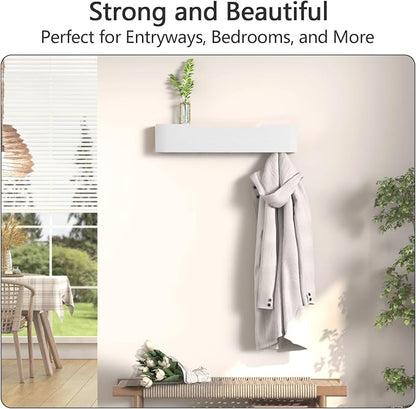 Coat Rack Wall Mount with Hidden Hooks Modern Key Holder Wood Entryway Hook - Image 5