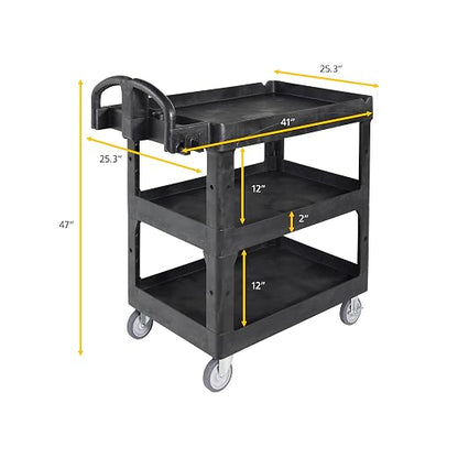 Rubbermaid Commercial Brute 3-Shelf Heavy-Duty Utility/Service Cart, High - Image 6