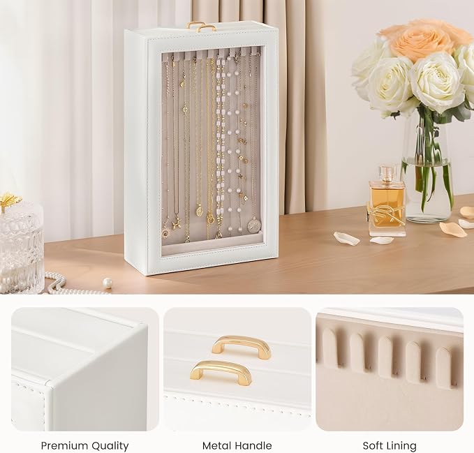 Lolalet Necklace Organizer Box, 2-Layer Jewelry Storage Boxes - Image 4